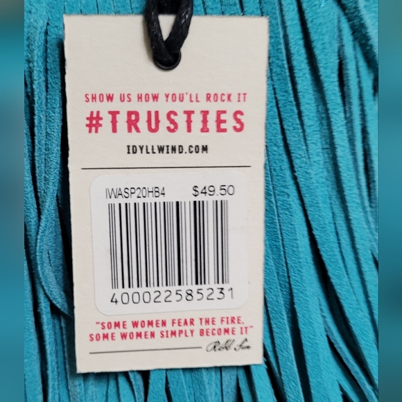 Idyllwind Turquoise Fringe Sueded Leather Crossbody Bag - Picture 3 of 5